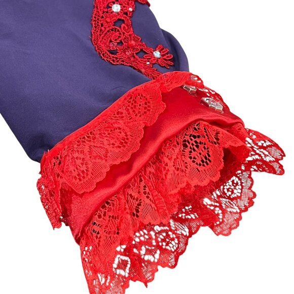 Purple & Red Lace Floral Top Skirt Drawstring Pouch Plus Size Cosplay Theater - Picture 7 of 16